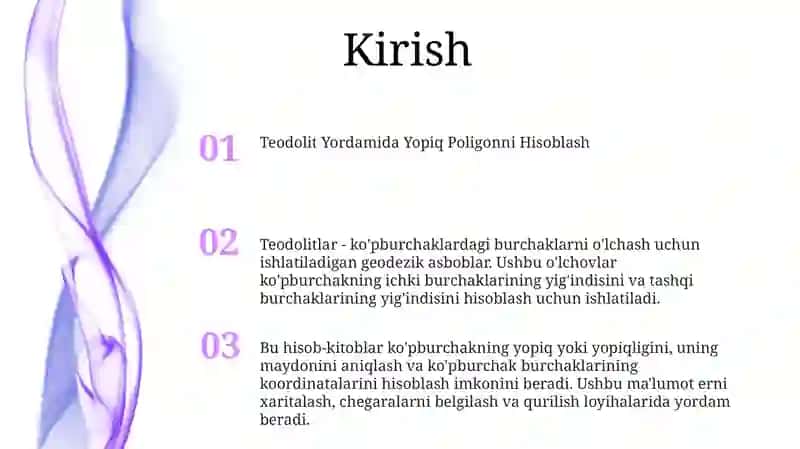 Teodalit Yordamida Yopiq Poligonni Hisoblash 2