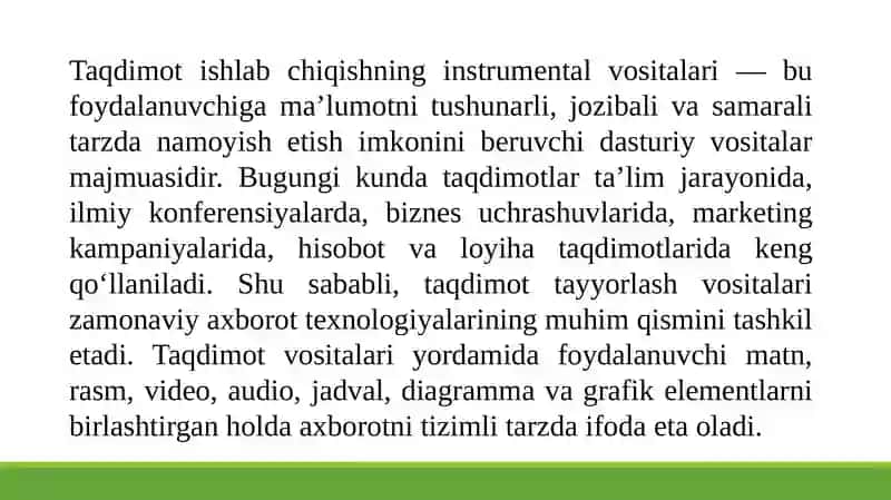 Taqdimotishlabchiqishning instrumental vositalari 2