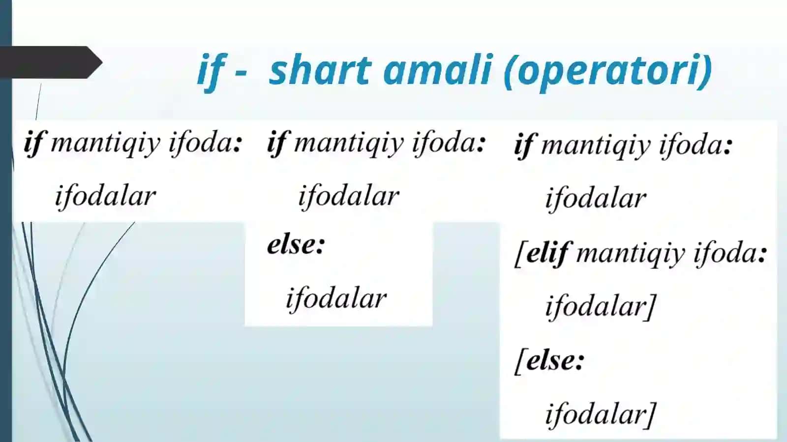 Python (Basic) if - shart amali (operatori). 2