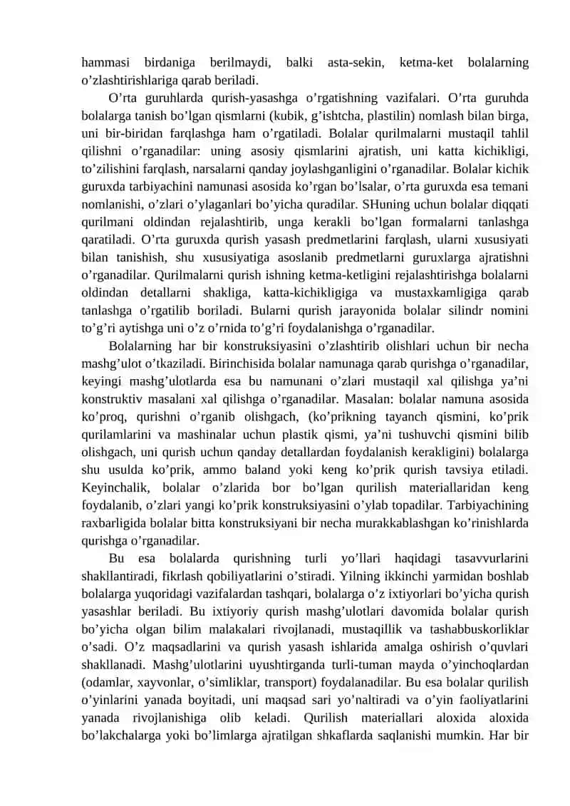 MTTning yosh guruhlarida qurish-yasashga o`rgatish metodlari 2