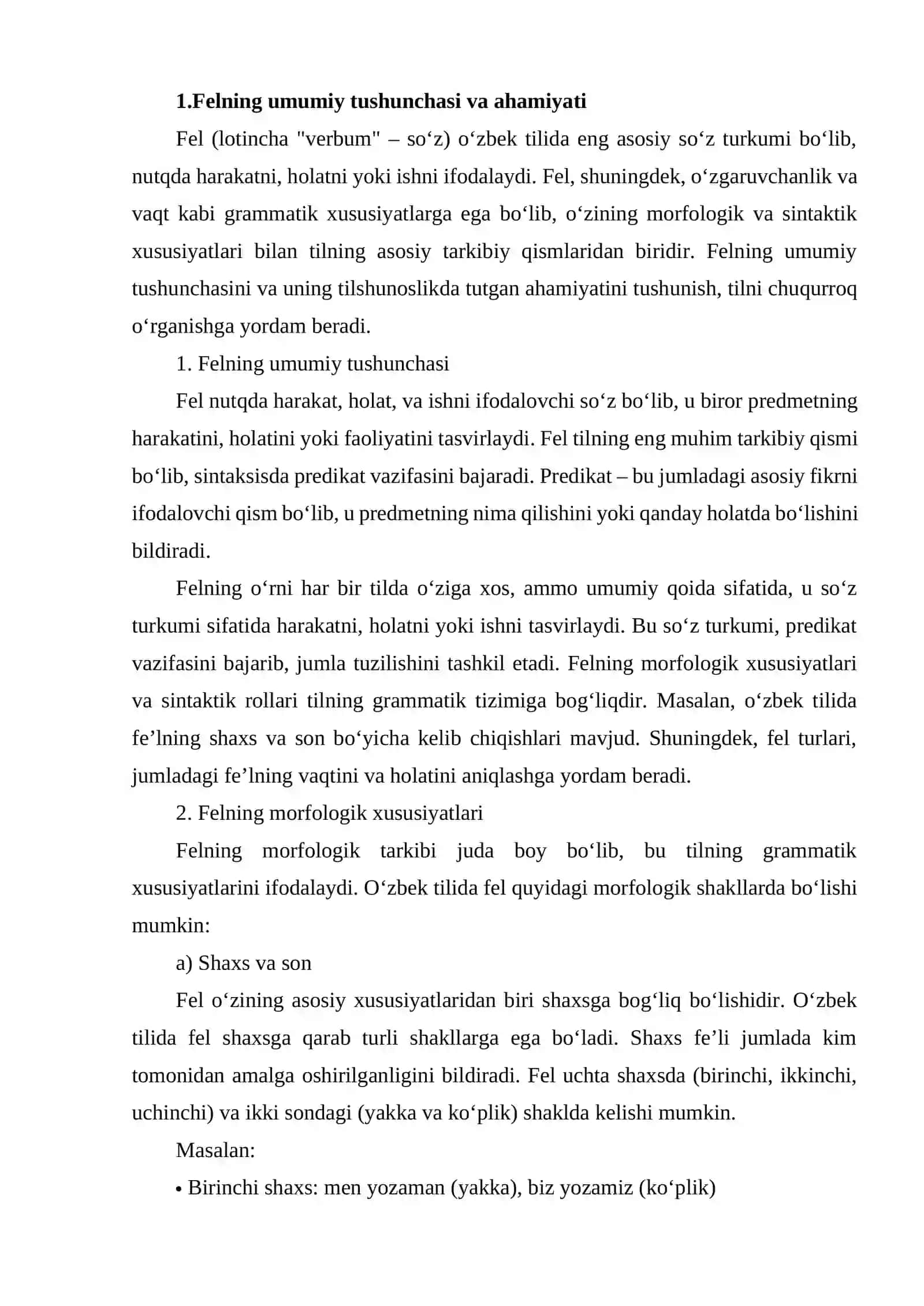 Felning Tarifi va Leksik Gramatik Xususiyati 2