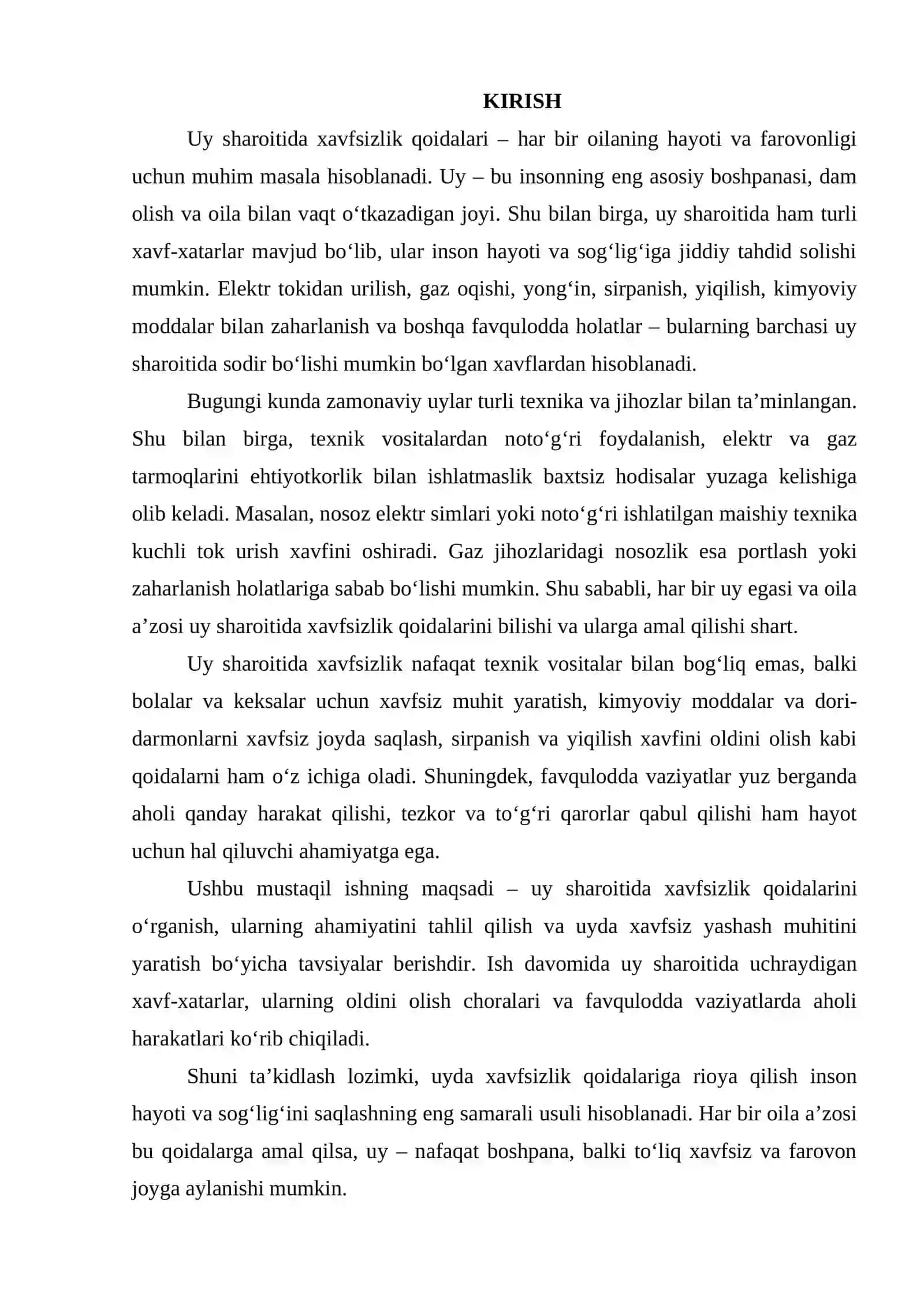 Uy sharoitida xavfsizlik qoidalari 2