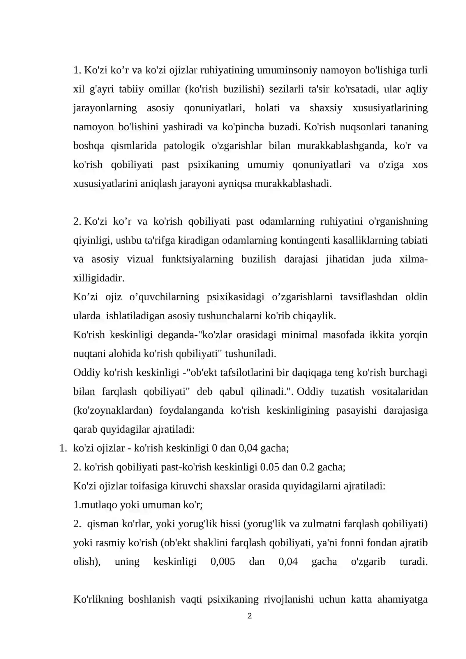 KO'ZI OJIZ O'QUVCHILAR XARAKTERINING O'ZIGA XOS PSIXOLOGIK XUSUSIYATLARINING NAZARIY-METODOLOGIK ASOSLARI 2