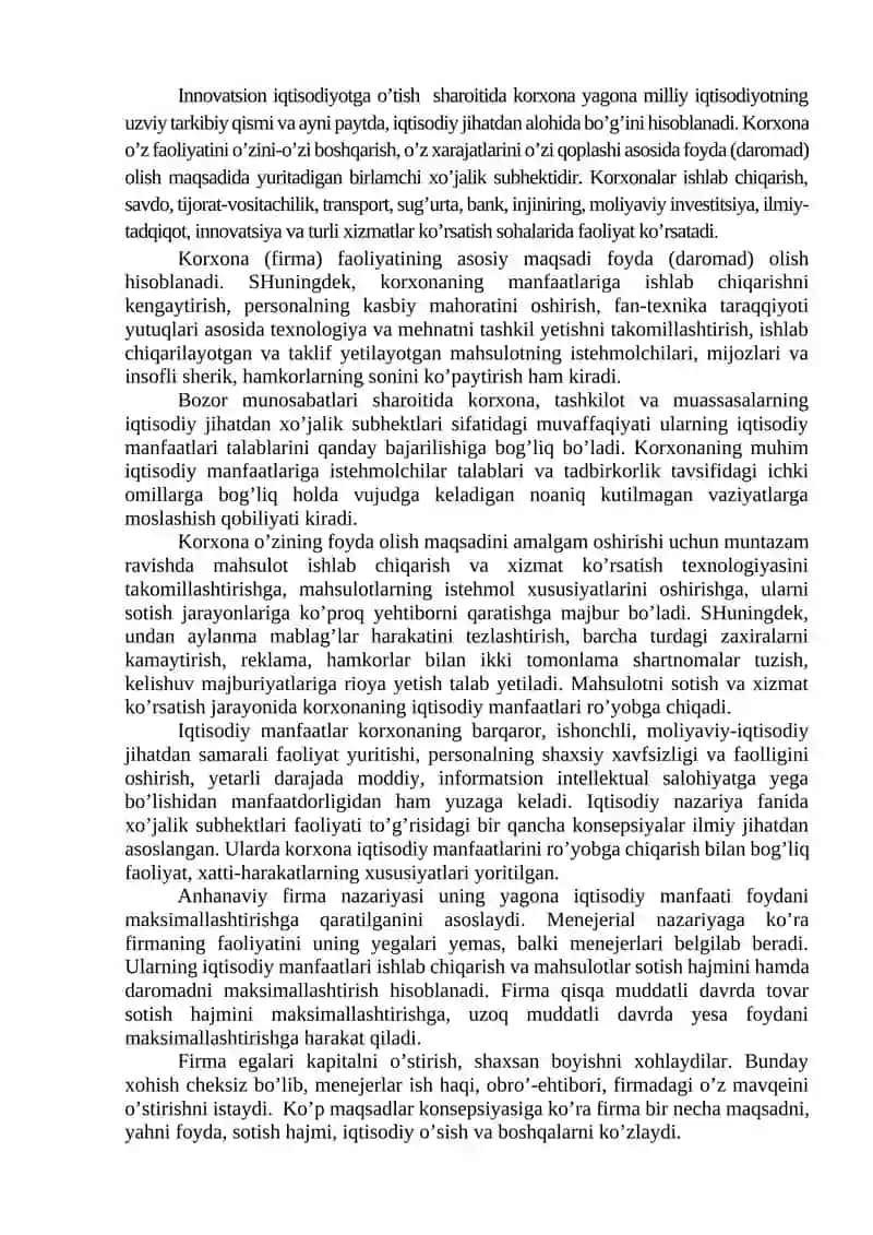 KORXONA (FIRMA)NING IQTISODIY XAVFSIZLIGINI TAHMINLASH 2