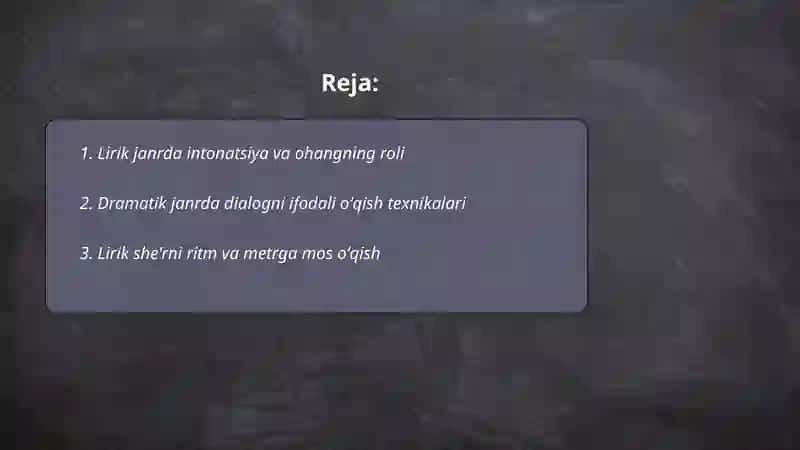 Lirik va dramatik janrlarni ifodali oʻqishdagi xususiyatlari 2