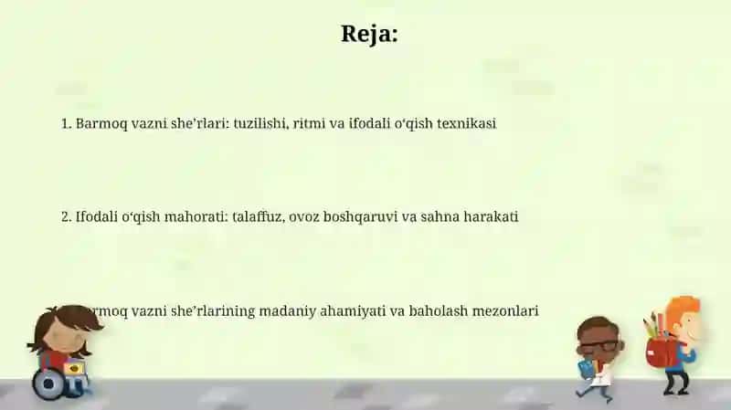 Barmoq vaznidagi sheʼrlarni ifodali oʻqish 2