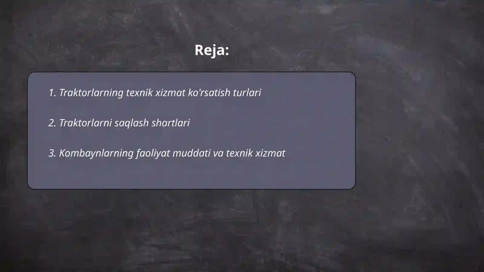 qishloq xojaligi texnikalariga texnik xizmat korsatish va saqlash 2