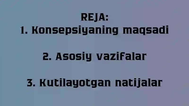 O‘zbekiston Respublikasi Xalq ta’lim tizimini 2030 yilgacha rivojlantirish Konsepsiyasi 2
