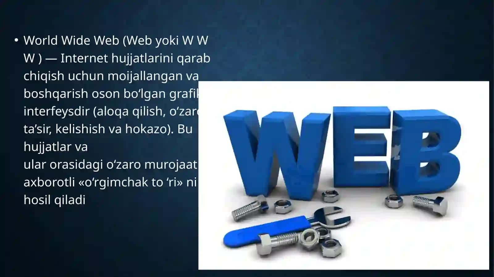 WEB-SAYTLAR YARATISHGA YO`NALTIRILGAN DASTURIY TAMINOT 2