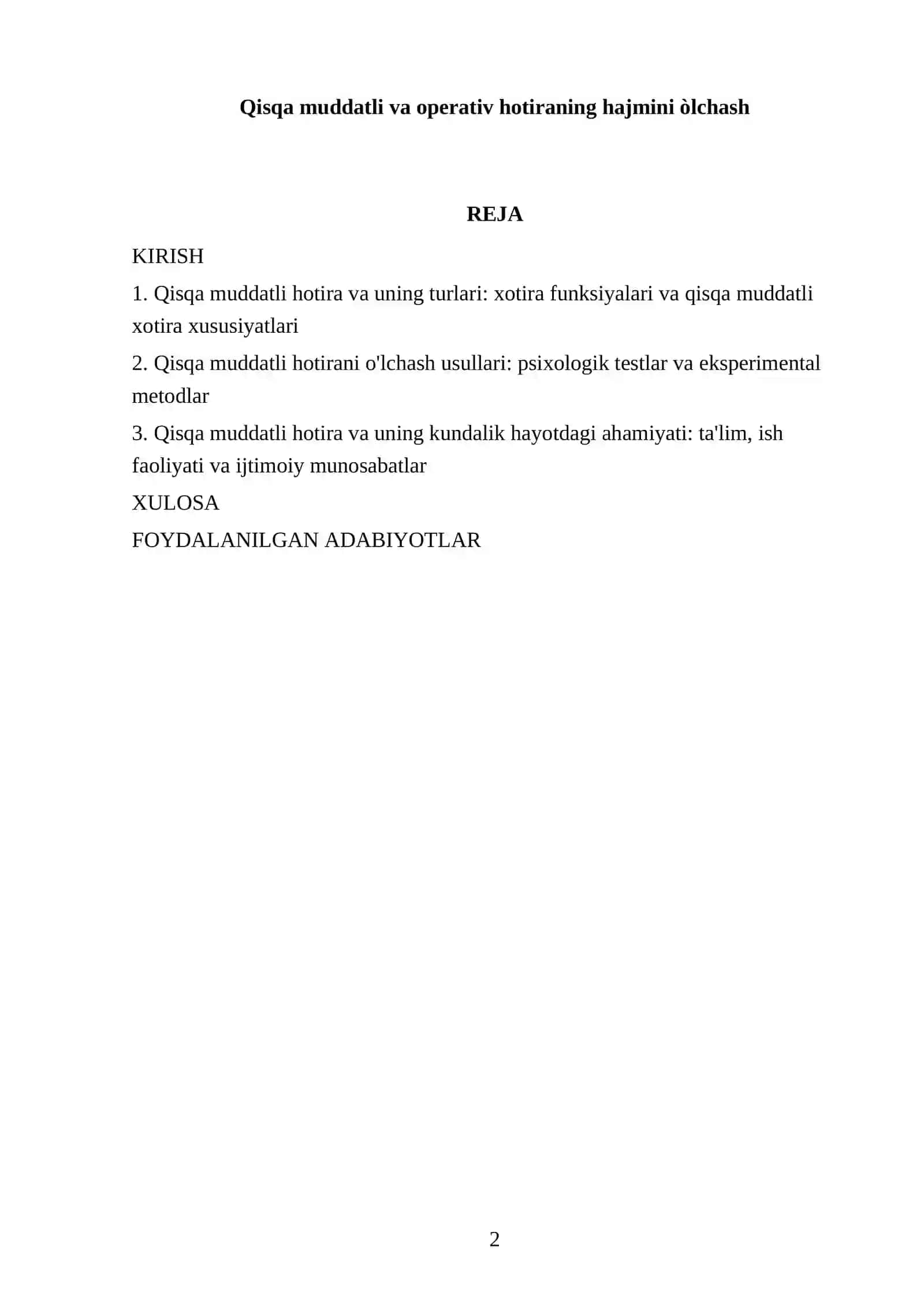 Qisqa muddatli va operativ hotiraning hajmini òlchash 2