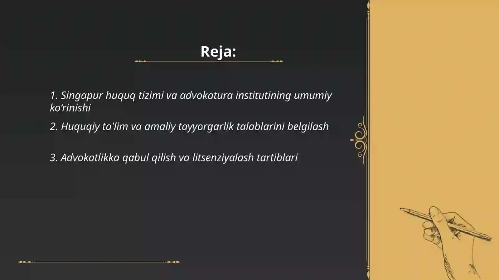 Singapurda Advokatura Institut va Advokatlik Faoliyatini Tashkil Etish 2