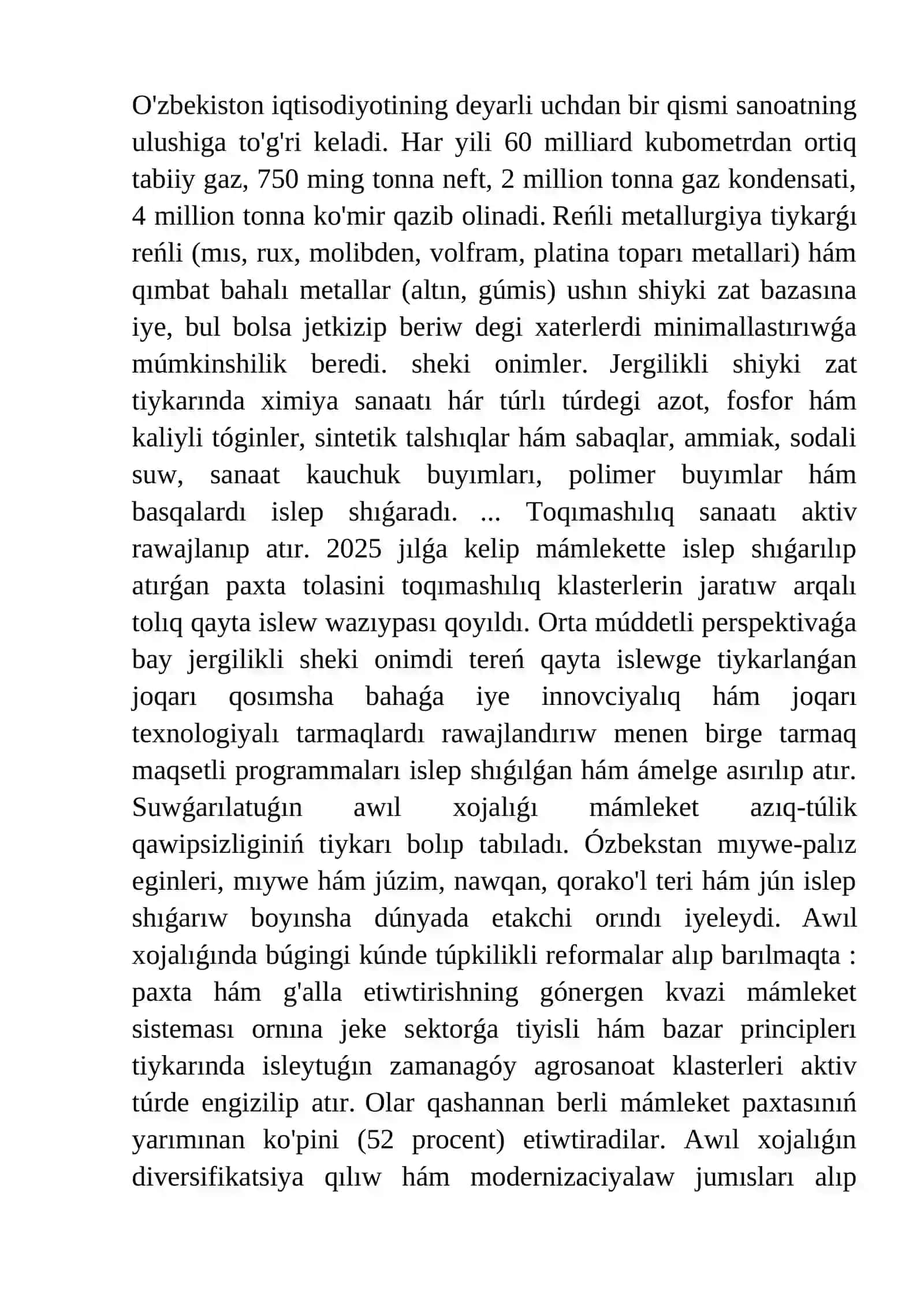 O’zbekstandag’a socialliq tarawlarda a’melge asirilip atirg’an reformalar 2