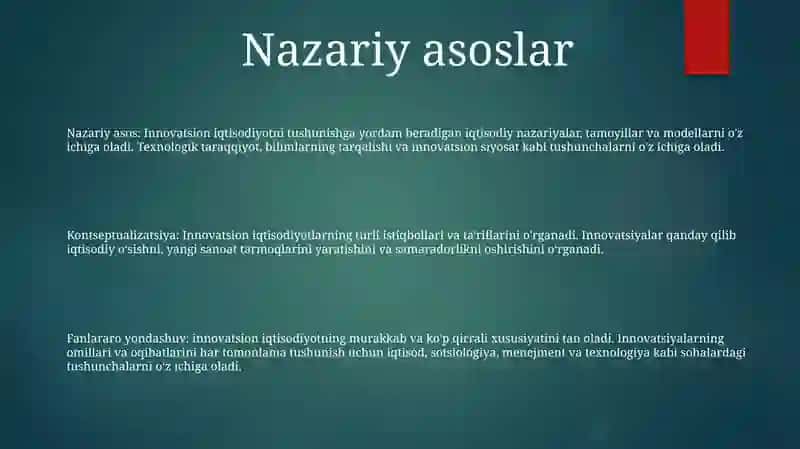 Innovatsion Iqtisodiyot Fanining Nazariy Asoslari 2