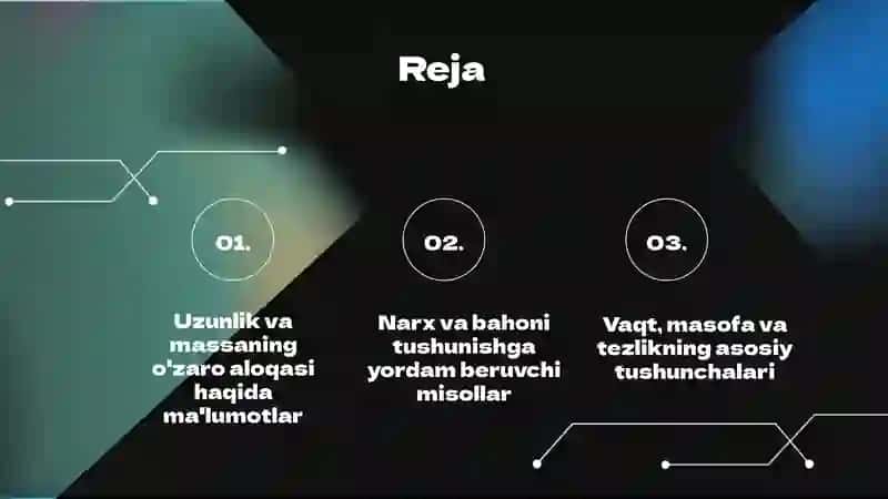 Boshlangʻich sinflarda oʻrganiladigan asosiy miqdorlar: uzunlik massa narx baho vaqt masofa tezlik 2