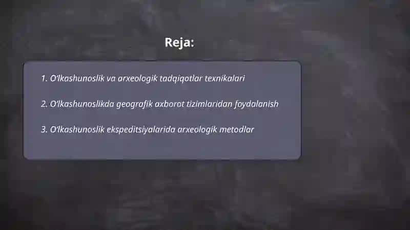 Oʻlkashunoslikning arxeologik roli manbalar bilan ishlash 2