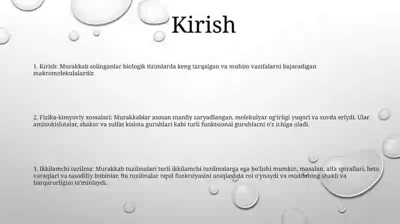 Murakkab Oqsillarning Fizik-Kimyoviy Hossalari 2