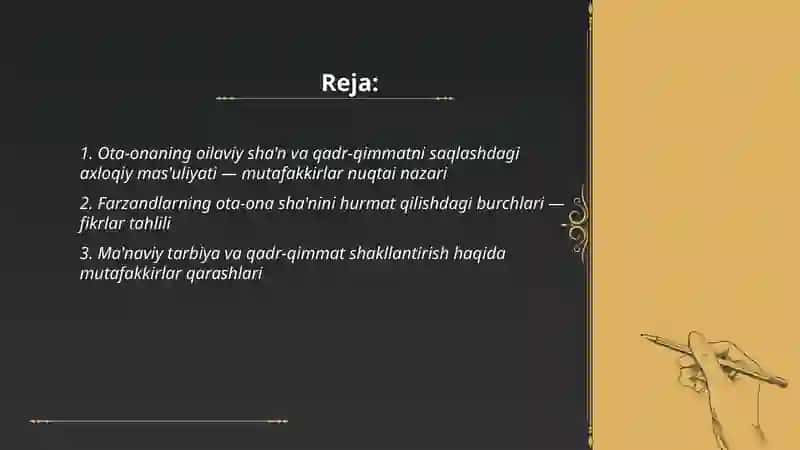 Oila sha'ni va qadr-qimmatini asrashda ota-ona va farzandning mas'uliyati 2