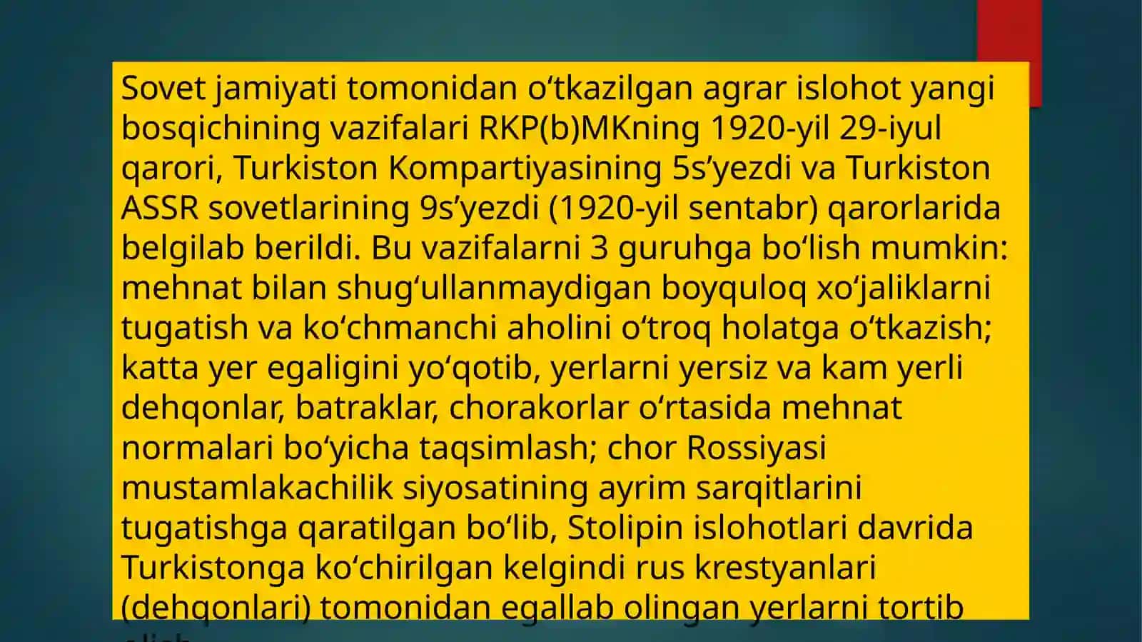 Oʻrta Osiyoda yer-suv islohoti 2
