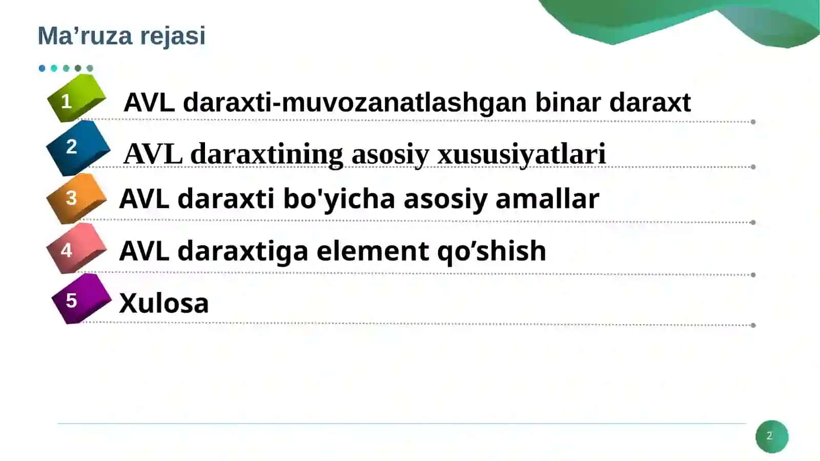 MUVOZANATLASHGAN BINAR DARAXTLAR 2