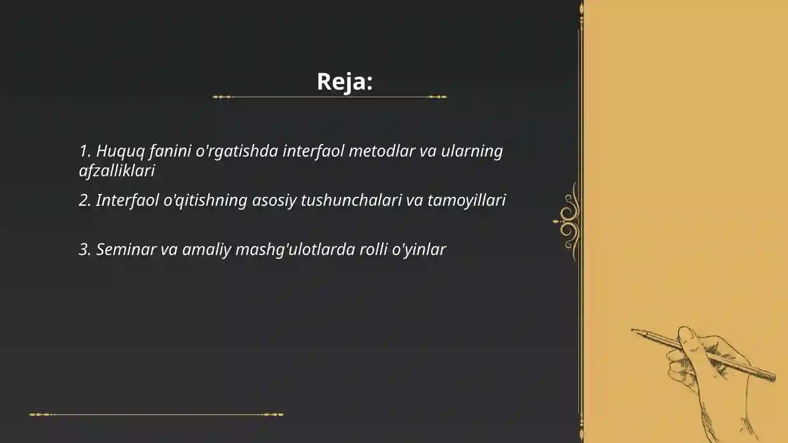 Huquq fanini o'rgatishda interfoal metoddan foydalanishning muhim jihatlari 2