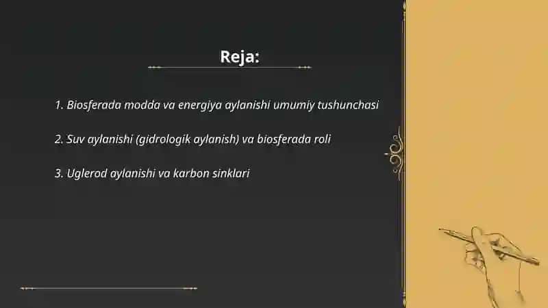 Biosferada modda va energiya aylanishi 2