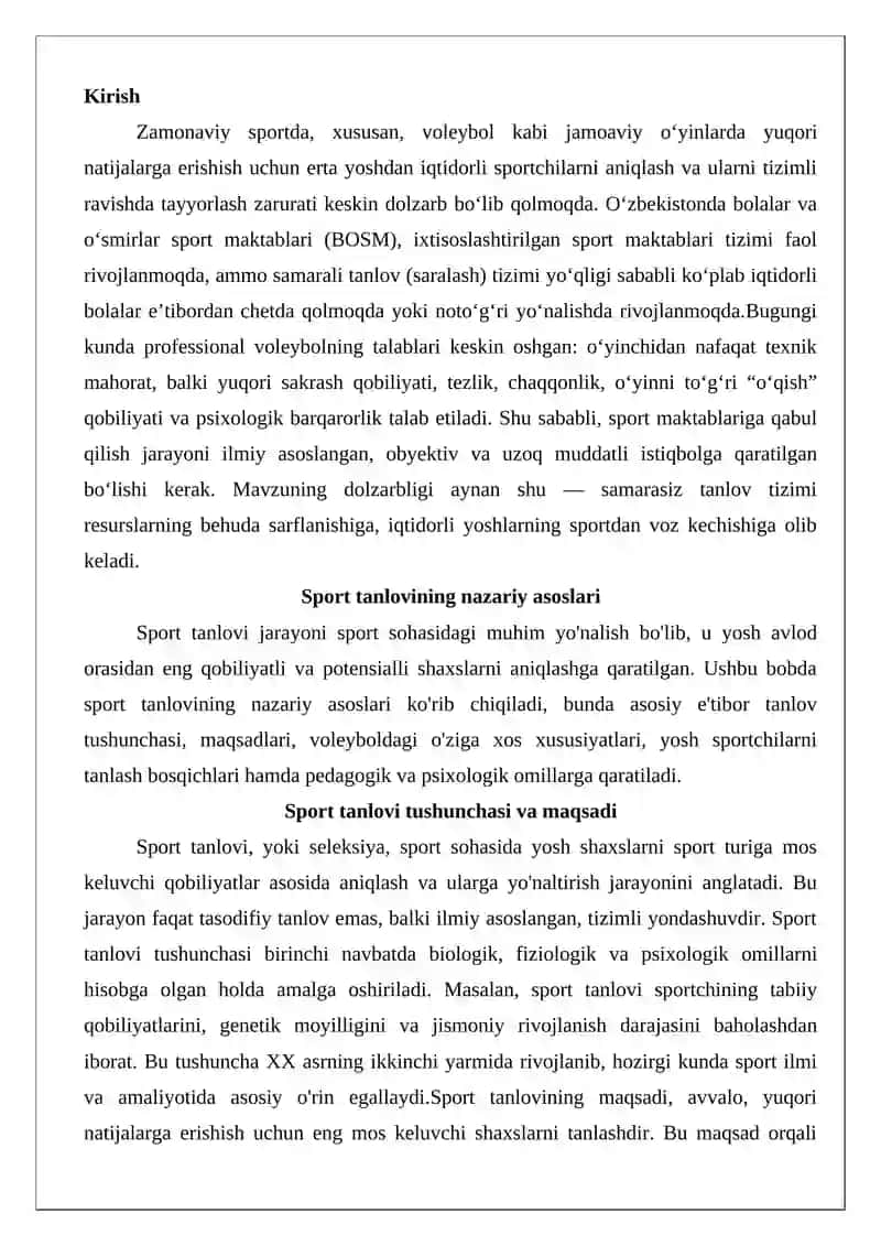 Sport maktabiga tanlov o‘tkazish metodikasi 2