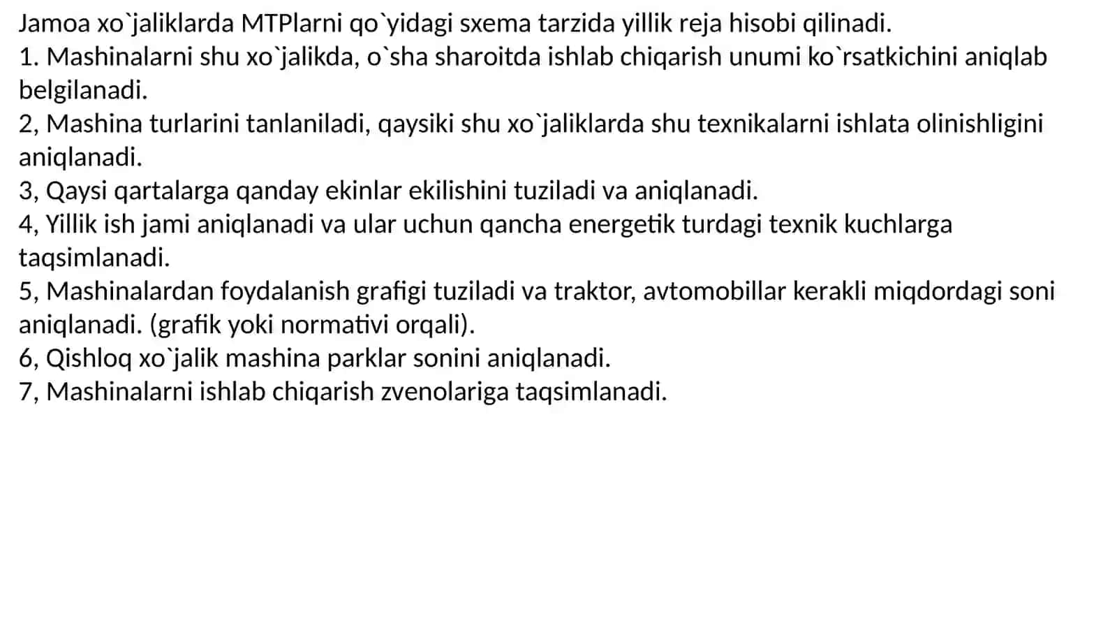 Mashina-traktor saroyi strukturasi va tarkibini aniqlash, uni ishini rejalashtirish. Mashina-traktor saroyidan foydalanishning asosiy ko’rsatkichlari. YaN 2