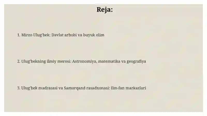 Mirzo Ulug'bek: Hayoti va Faoliyati 2
