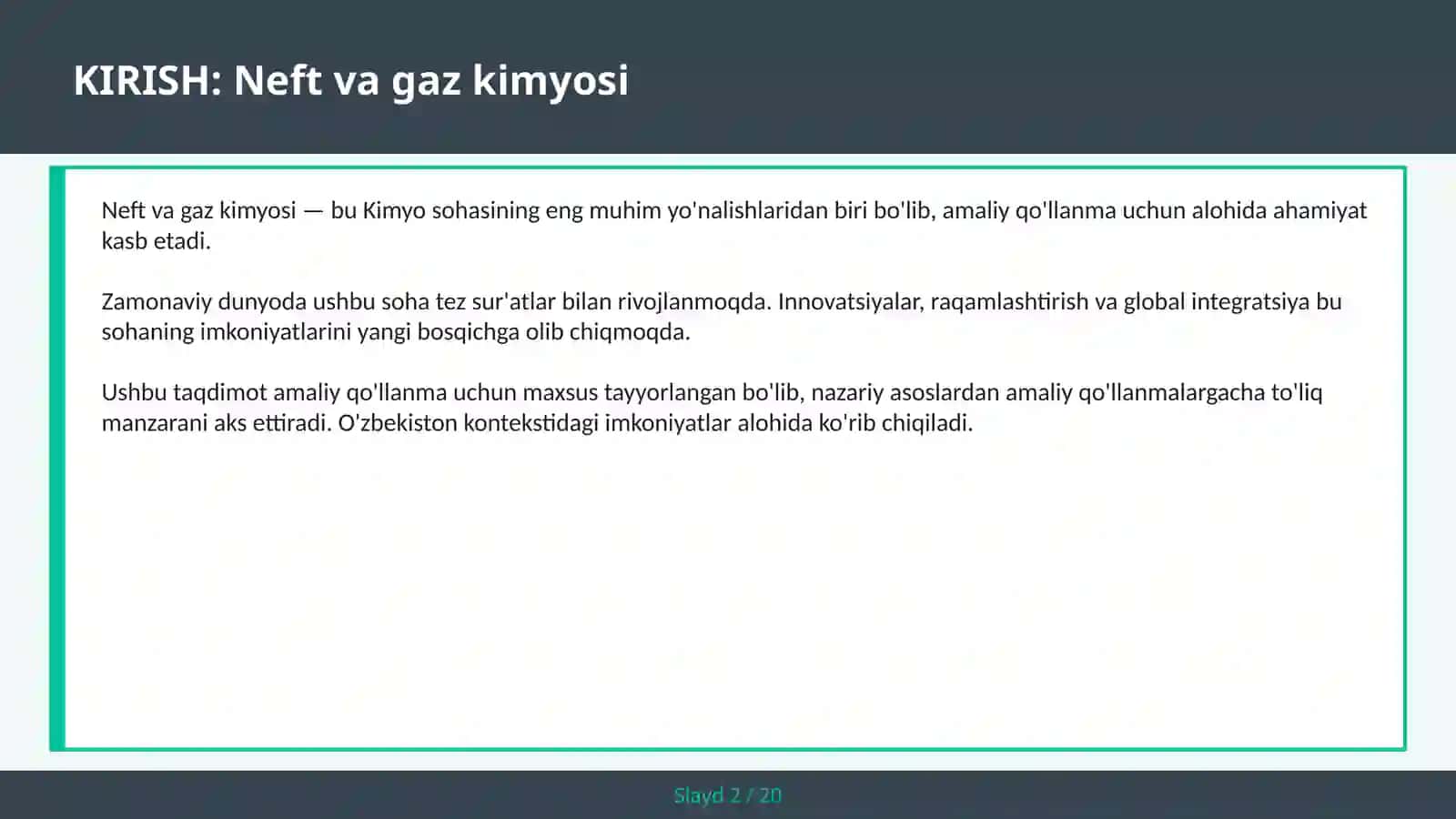 NEFT VA GAZ KIMYOSI 2