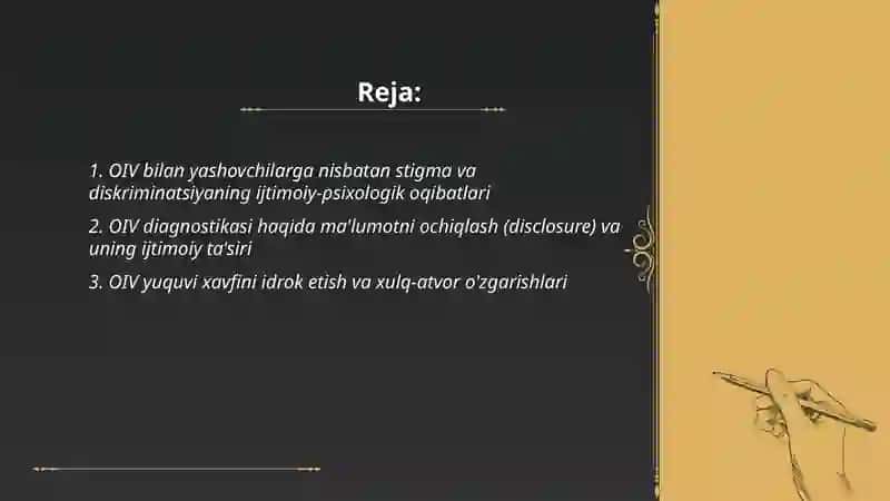 OIV infeksiyasi va salomatlik ijtimoiy psixologiyasi 2