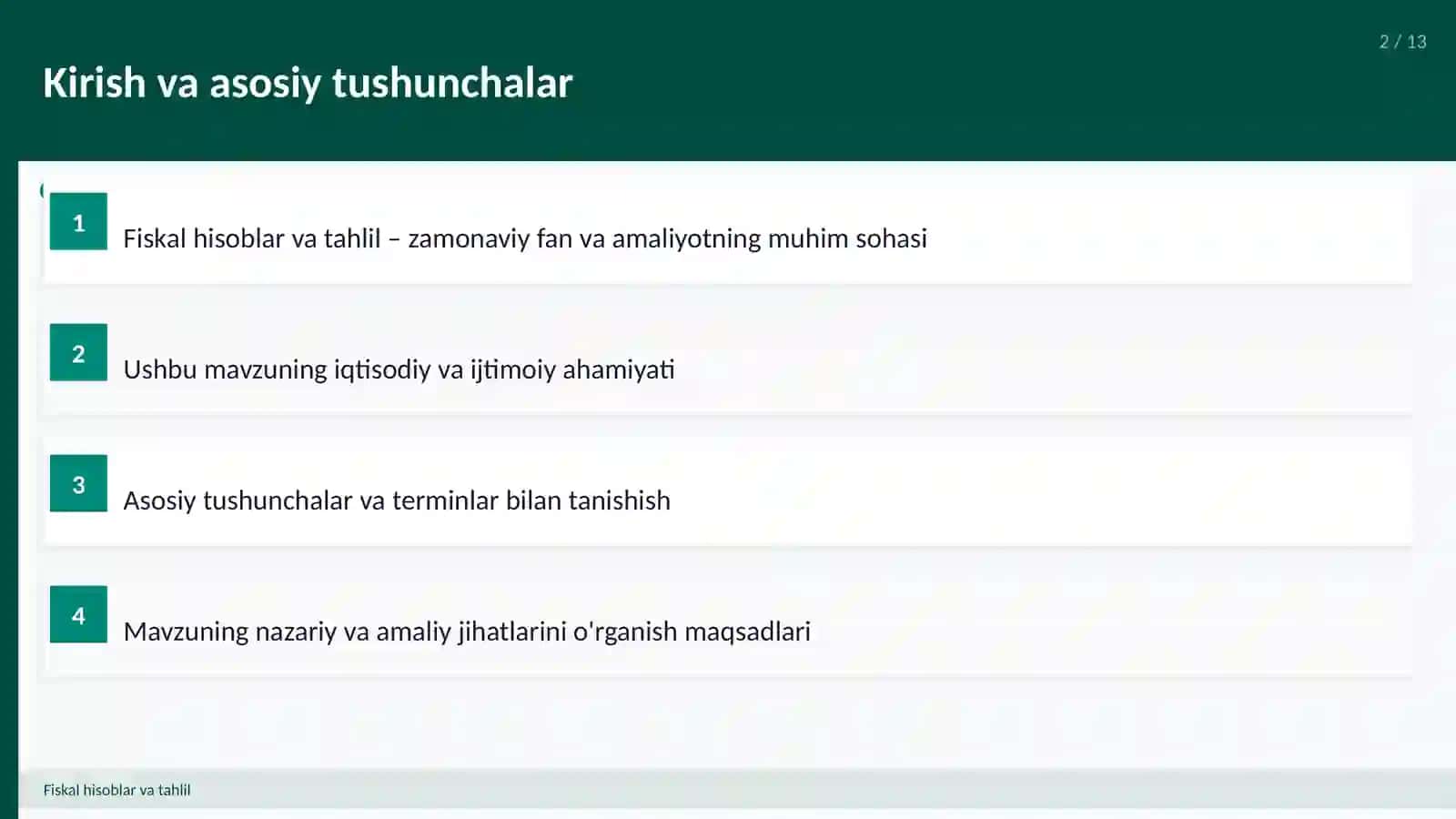 Fiskal hisoblar va tahlil 2