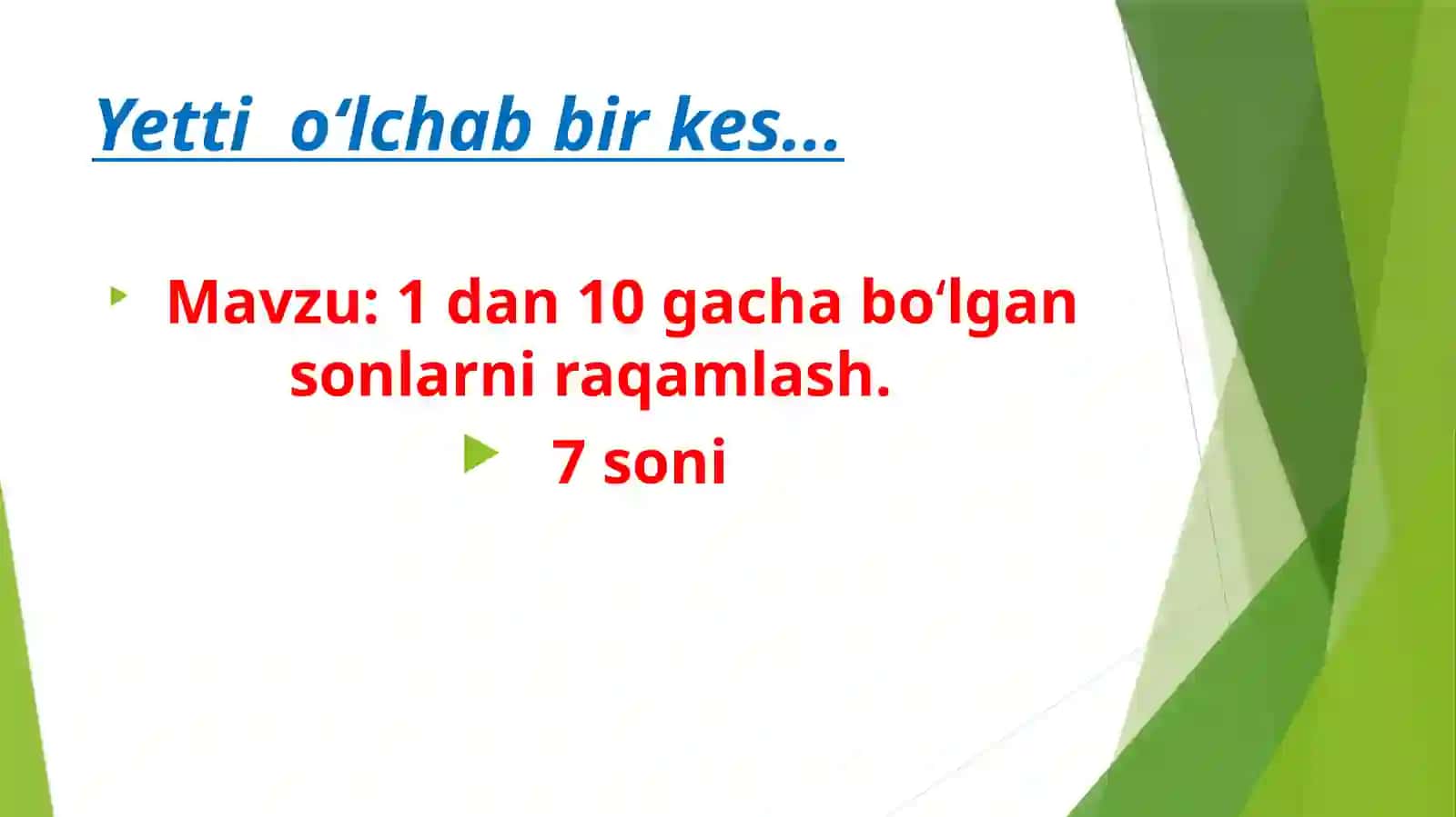 1 dan 10 gachabo‘lgansonlarni raqamlash 2