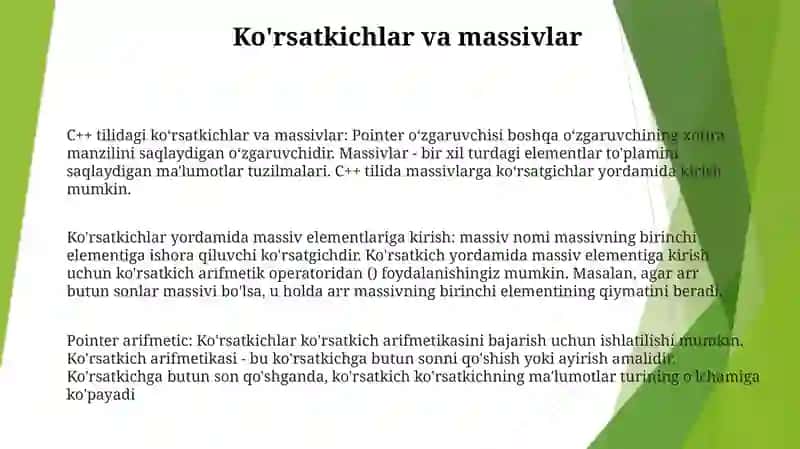 C++ Dastur Tilida Ko'Rsatkichlar Va Massivlar 2