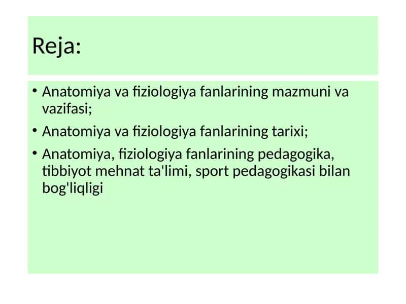 Anatomiya va fiziologiya fanlari 2