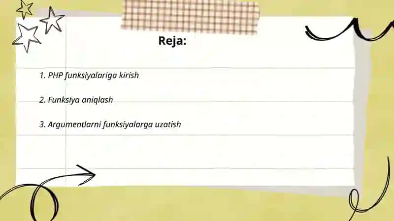 PHP funksiyalari va ularni yaratish 2