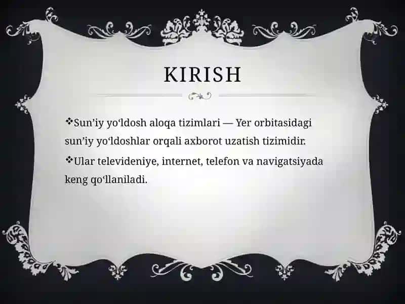 Sun’iy yo‘ldosh aloqa tizimlari 2