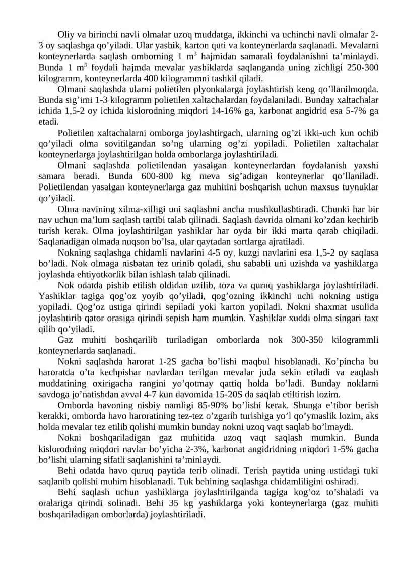Meva-uzum va rezavor mevalarni tashish va saqlash 2