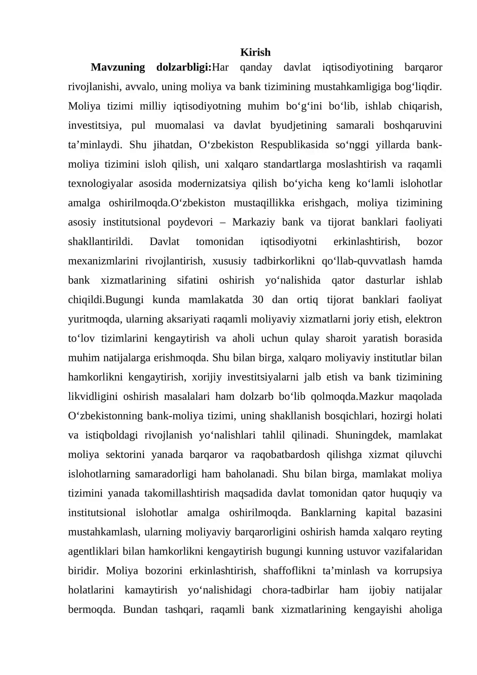 Mamlakat iqtisodiyotini rivojlantirishda bank sektori va moliya tizimining barqarorligini ta'minlash yo'llari 2