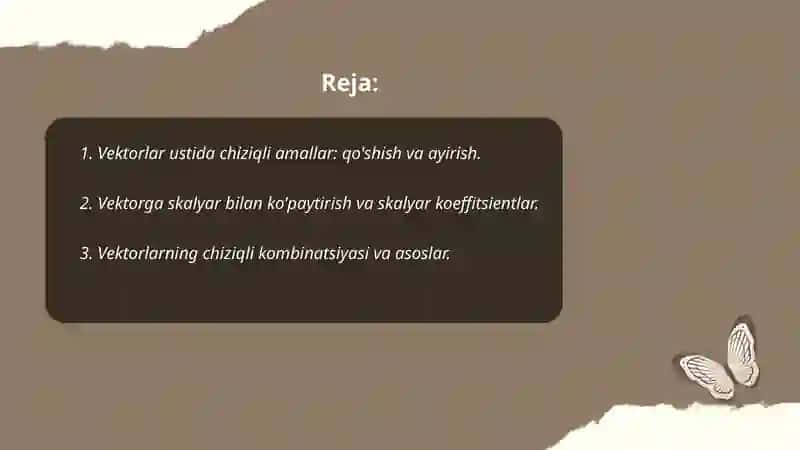 Vektorlar ustida chiziqli amallar 2