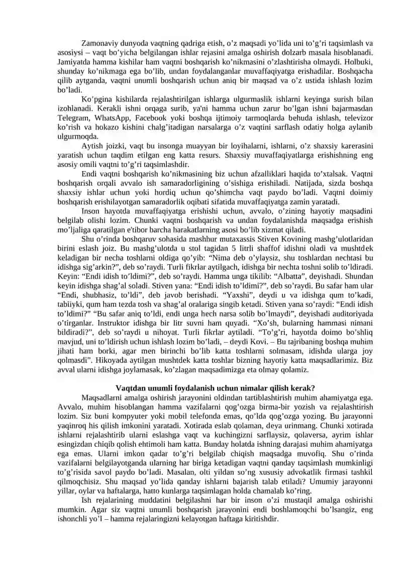 Taym-mеnеjmеnt - vaqtni samarali boshqarish 2