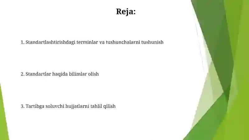Standartlashtirishni tashkiliy tamoyillarini o‘rganish 2
