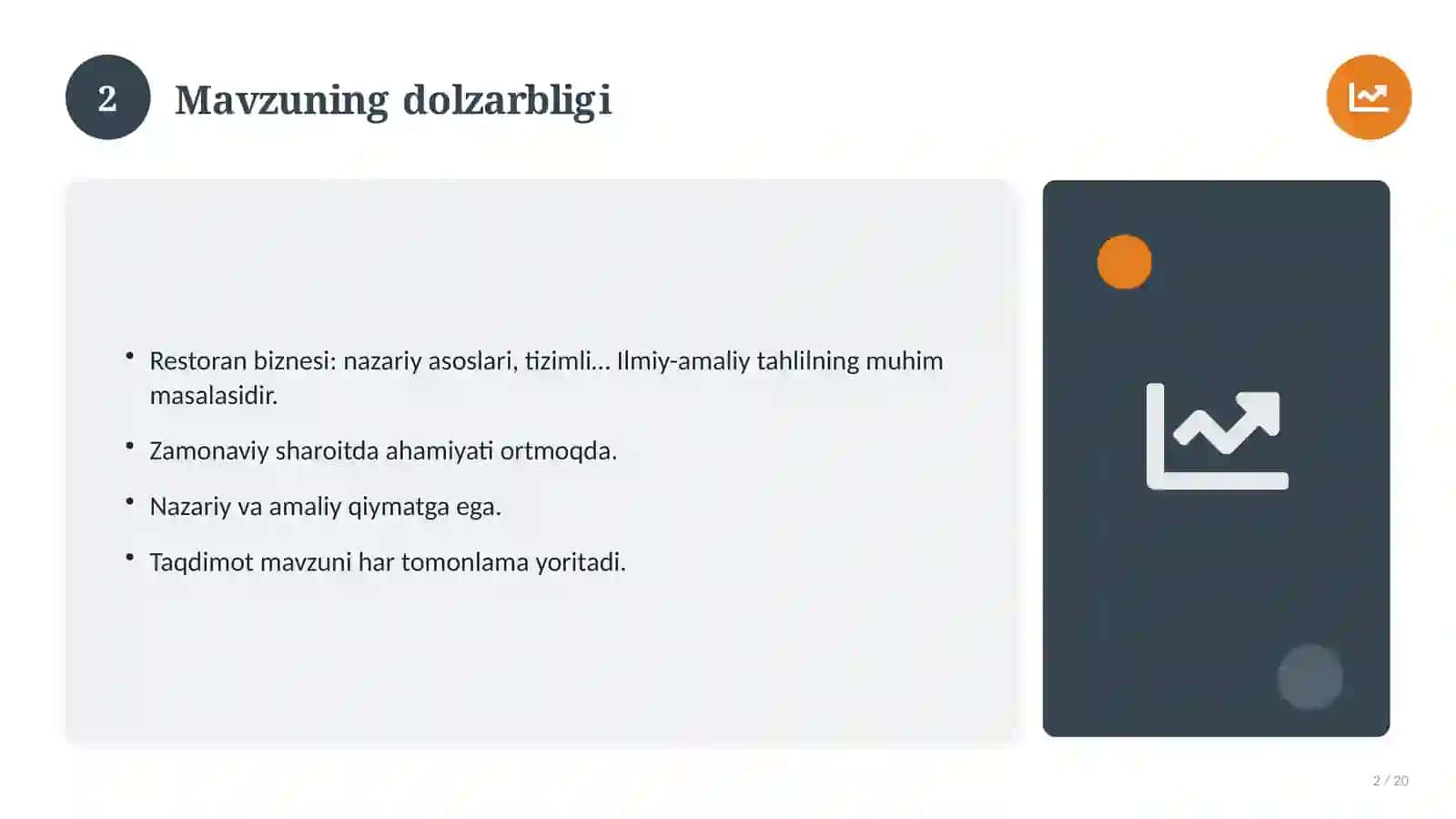 Restoran biznesi: nazariy asoslari, tizimli yondashuvda (Amaliyot hisoboti) 2