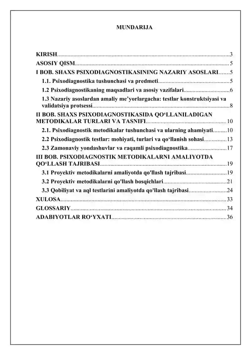 Shaxs psixodiagnostikasida qo'llaniladigan metodikalar tasnifi 2