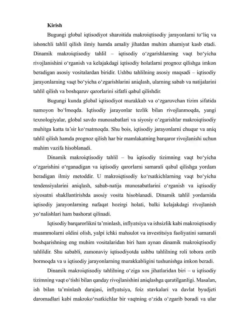 DINAMIK MAKROIQTISODIY TAHLILNING USULLARI VA TAMOYILLARI 2