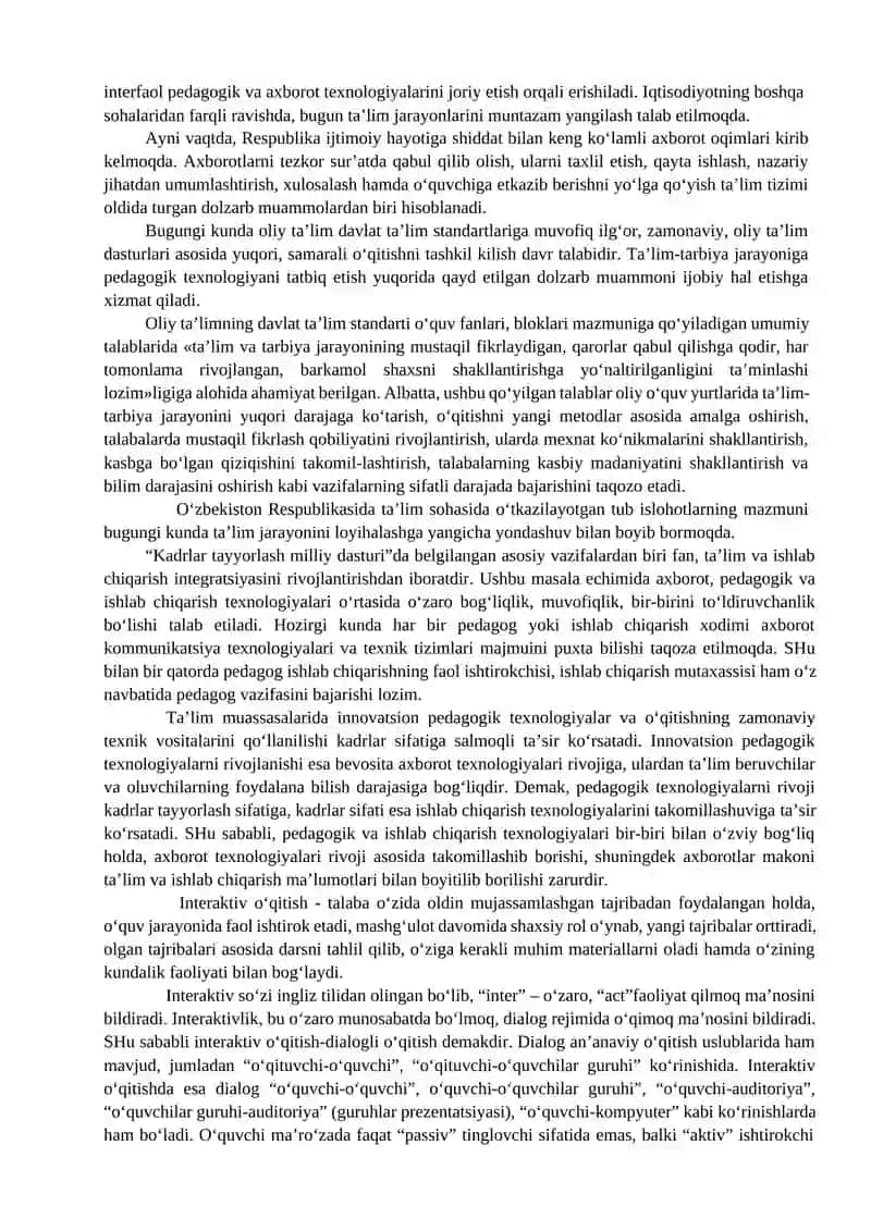 O’quv jarayonini tashkil qilish 2