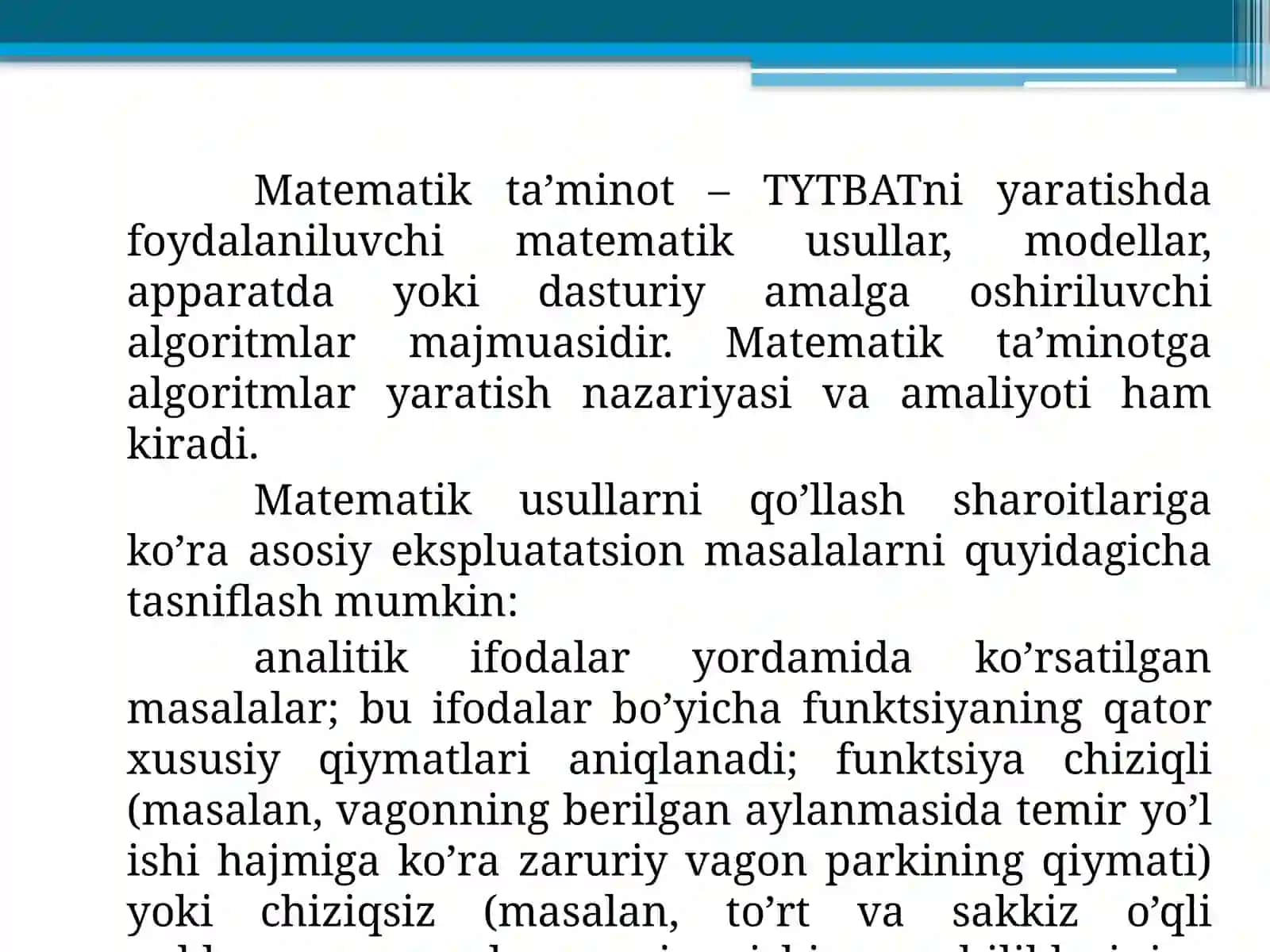 ТYТBАТning dаsturiy–mаtemаtik tа’minоti 2