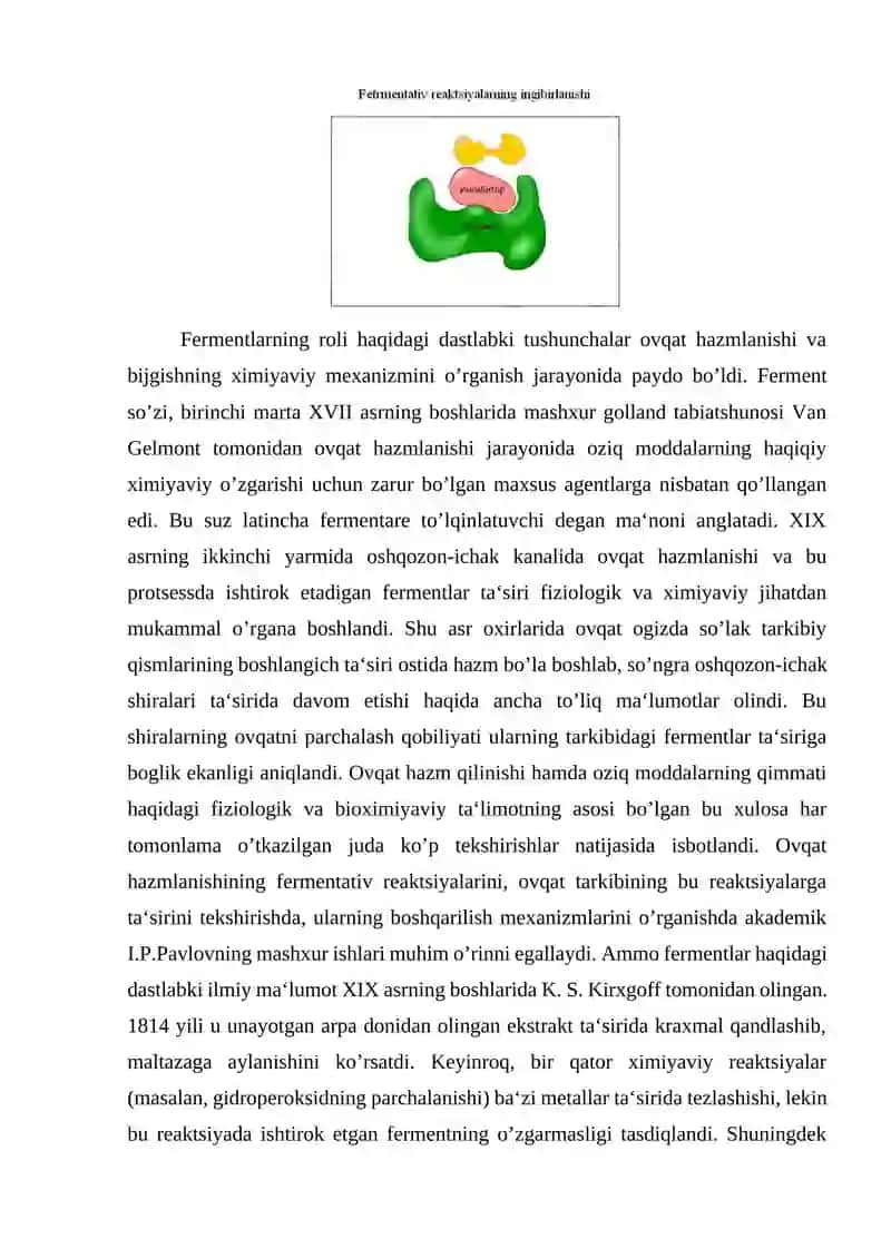 Mavzu 5 Fermentlar tarkibi jihatdan oqsil modda ekanligi va ularning ahamiyati 2