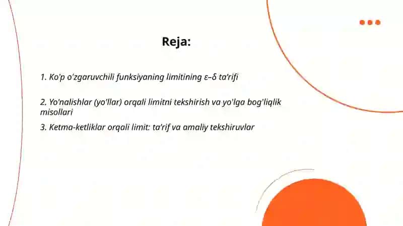 Kop ozgaruvchili funksiyaning limiti va uzluksizligi 2