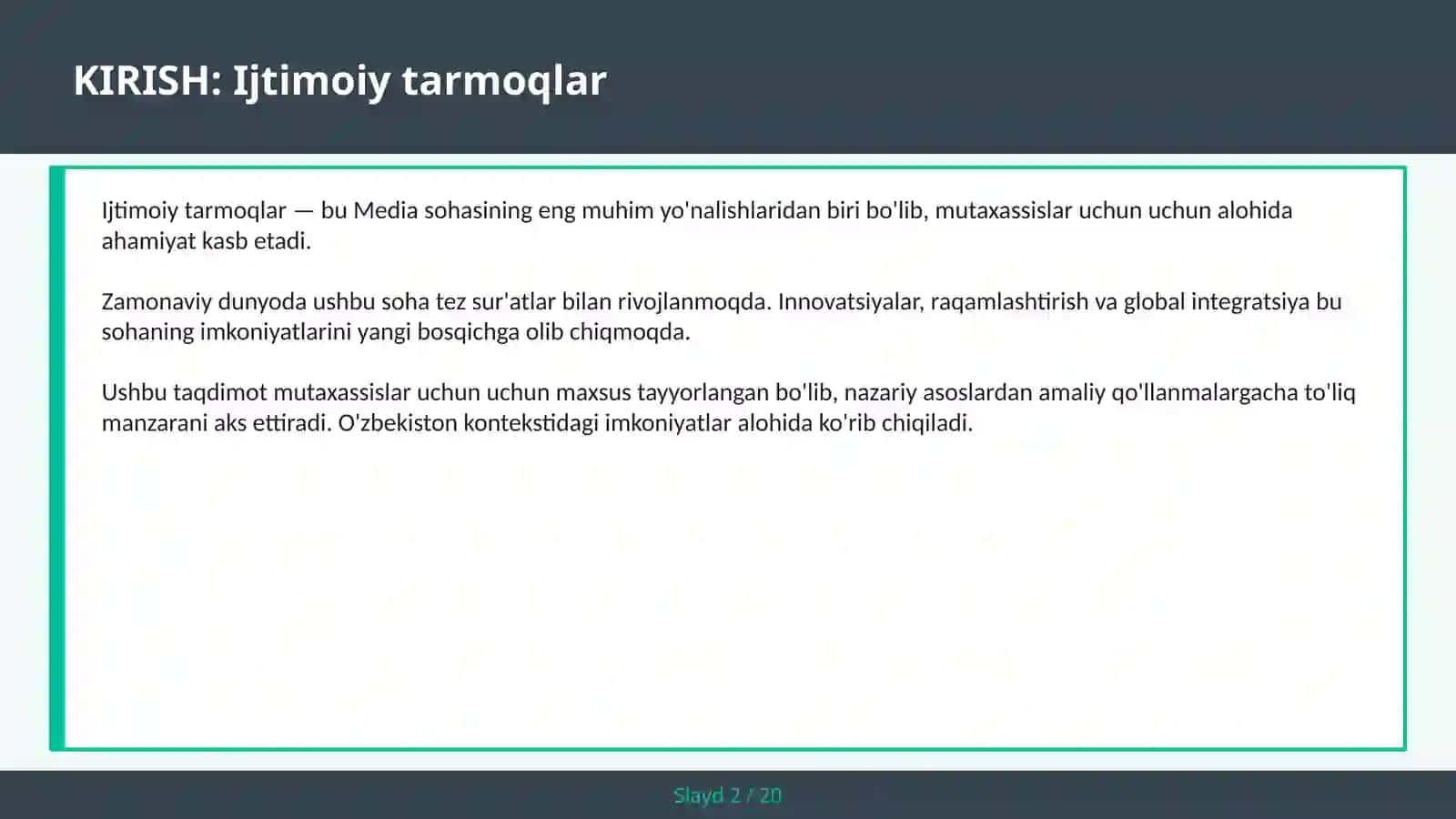 Ijtimoiy Tarmoqlar 2