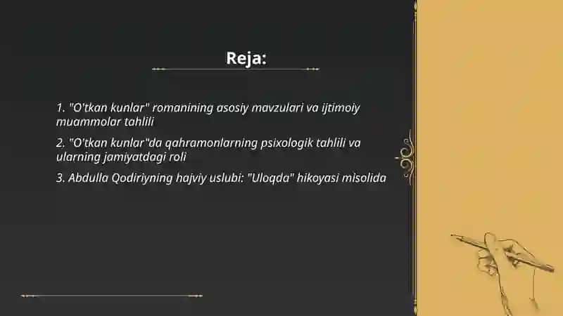 Abdulla Qodiriyning ''O'tkan kunlar'' romani 2